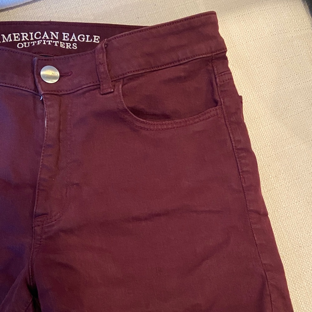 American Eagle Outfitters Women's Maroon Jean Shorts - Picture 7 of 12